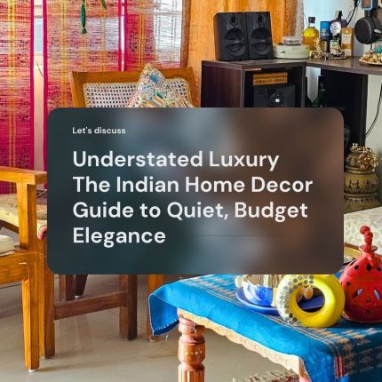 Warm Indian living room styled with layered cushions, pendant light and earthy textiles — muted luxury decor by GirlWhoDecor